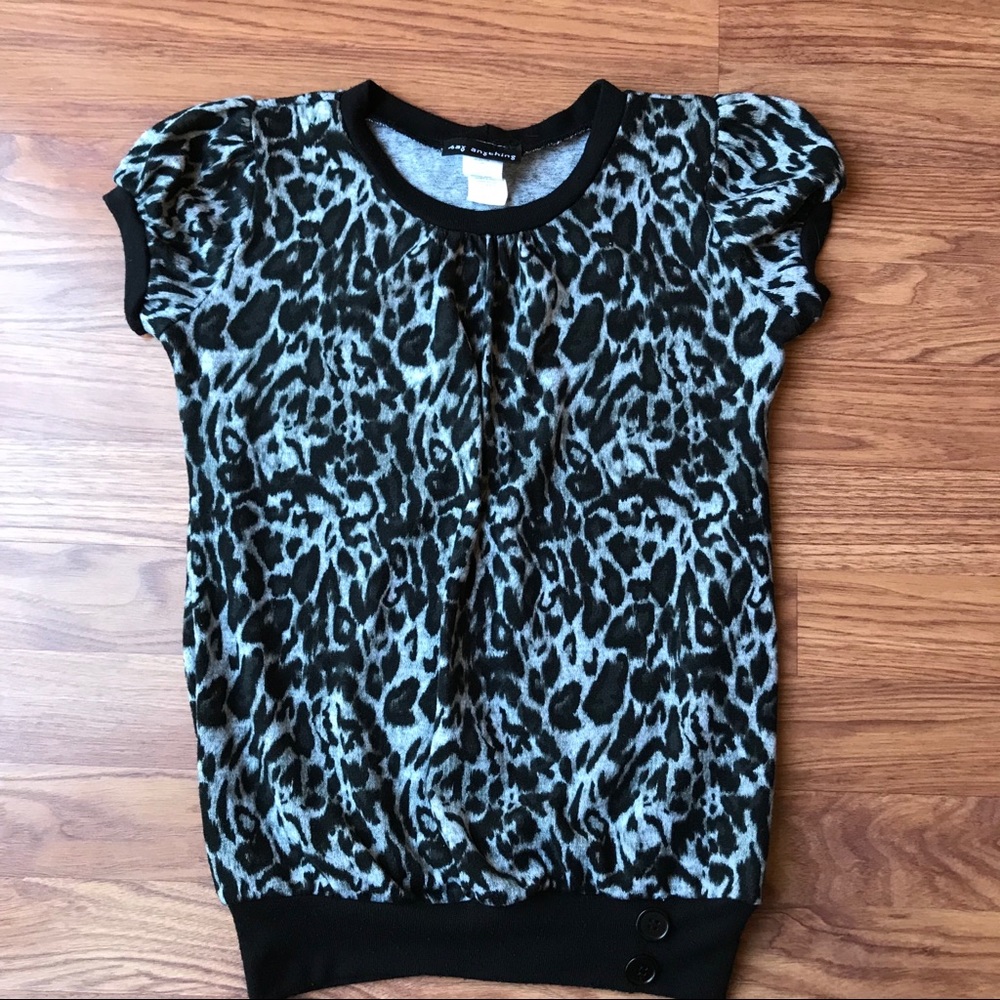 Say Anything shirt sleeve shirt crew neck animal print black & grey 10/12